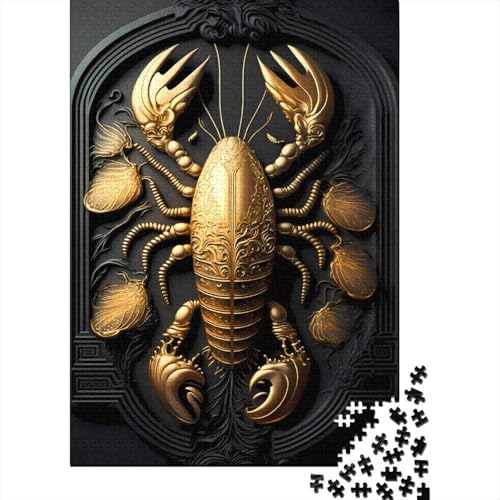 King Golden Lobster 1000 Teile Puzzle aus schwerem Papier für Erwachsene, Geschenke für Heiligabend, 1000 Teile (38 x 26 cm) von QASEYIPV