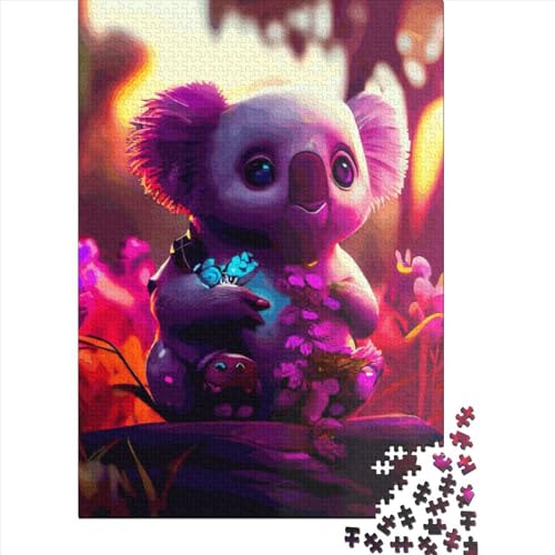 Koala Puzzle mit 1000 Teilen, kreatives quadratisches Puzzle für Erwachsene und Holzpuzzle, herausforderndes Spiel, 1000 Teile (75 x 50 cm) von QASEYIPV