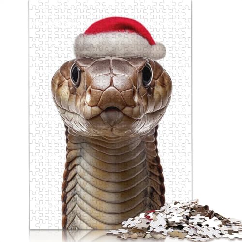Königskobra mit Weihnachtsmütze, Puzzle aus Pappe, für Jungen oder Mädchen, 1000 Teile (75 x 50 cm) von QASEYIPV