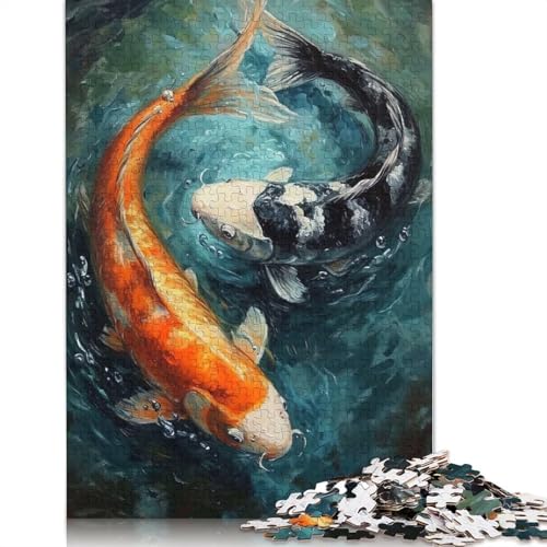 Koi-Fisch-Malerei, 1000-teiliges Puzzle, Papierpuzzle für Teenager, lustiges Puzzle, 1000 Teile (75 x 50 cm) von QASEYIPV