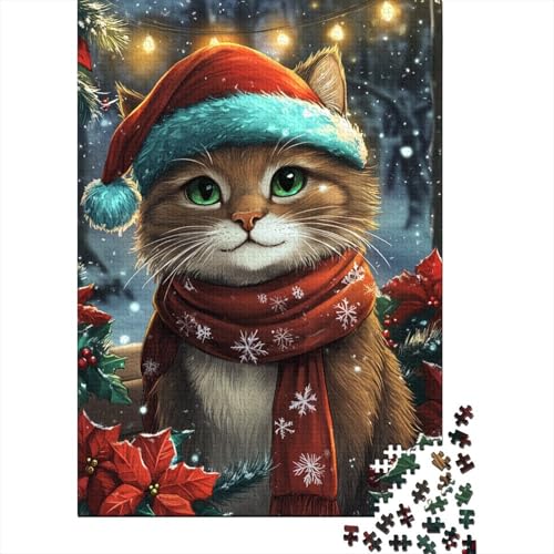 Kreative Puzzle 1000 Teile, niedliche Weihnachtskatzen, rechteckige Weihnachtspuzzle, Spielzeug für Erwachsene, 1000 Teile (75x50cm) von QASEYIPV