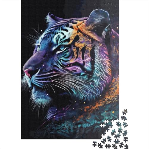 Kreative Quadrate 1000 Teile Neon Tiger Erwachsene Holzpuzzle Herausforderung Spiel 1000 Teile (75x50cm) von QASEYIPV