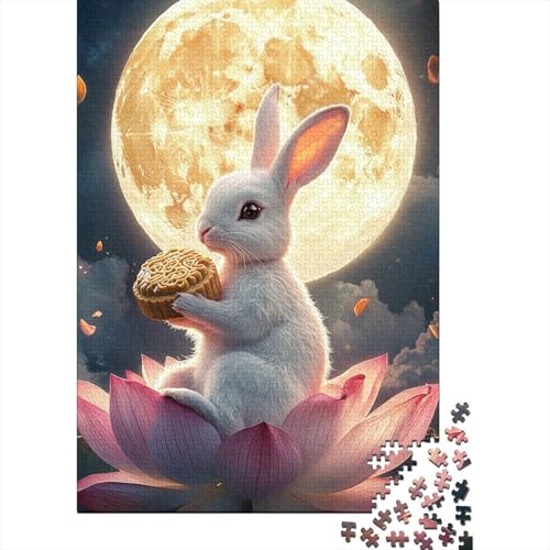 Kreative Rechteck Puzzle Erwachsene 1000 Teile Osterhase Holzpuzzle Praktisches Spiel Familiendekoration 1000 Teile (75x50cm) von QASEYIPV