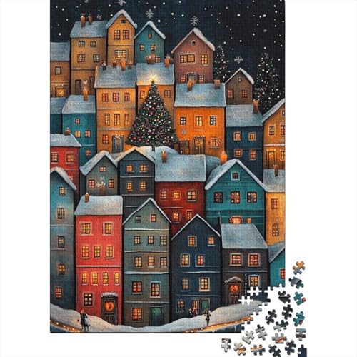 Kreative rechteckige Puzzles für Erwachsene, 1000 Teile, Weihnachtsholzpuzzle, praktisches Spiel, Familiendekoration, 1000 Teile (75 x 50 cm) von QASEYIPV