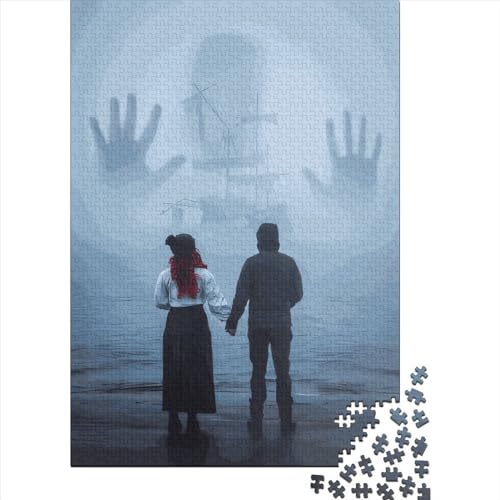 Kreatives Holzpuzzle mit Piratenschiff, 1000 Teile, für Erwachsene, Lernspielzeug (75 x 50 cm) von QASEYIPV
