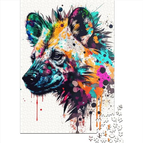 Kreatives Puzzle, 1000 Teile, Hyäne für Erwachsene, Holzpuzzle, Lernspielzeug, 1000 Teile (75 x 50 cm) von QASEYIPV