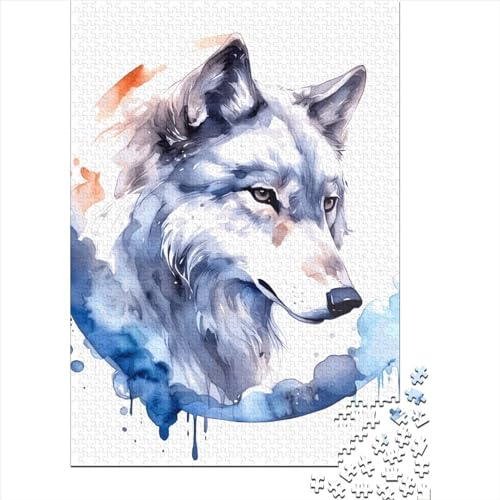 Kreatives Wolf-Puzzle, quadratisch, 1000 Teile, für Erwachsene, Holzpuzzle, Lernspiel für Erwachsene, 1000 Teile (75 x 50 cm) von QASEYIPV
