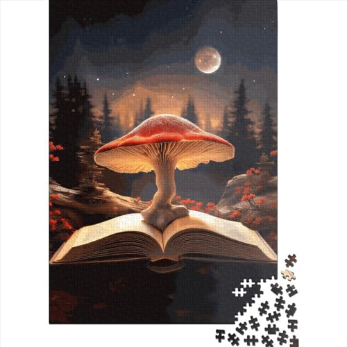 Kreatives quadratisches Holzpuzzle, 1000 Teile, Buchform, magische Pilze, für Erwachsene, pädagogisches Spiel, Herausforderungsspielzeug, 1000 Teile (38 x 26 cm) von QASEYIPV