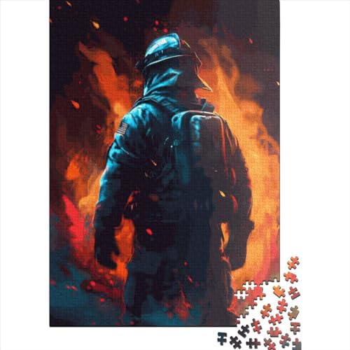 Kreatives quadratisches Holzpuzzle, 1000 Teile, Feuerwehr, für Erwachsene, Lernspielzeug, Herausforderung, Spielzeug, 1000 Teile (38 x 26 cm) von QASEYIPV