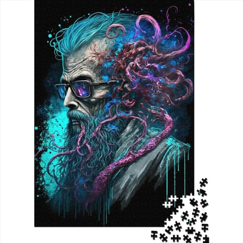 Kreatives quadratisches Holzpuzzle, 1000 Teile, Oktopus für Erwachsene, pädagogisches Spiel, Herausforderungsspielzeug, 1000 Teile (75 x 50 cm) von QASEYIPV