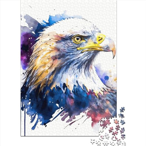 Kreatives quadratisches Holzpuzzle, Adler, 1000 Teile, für Erwachsene, pädagogisches Spiel, Herausforderungsspielzeug, 1000 Teile (75 x 50 cm) von QASEYIPV