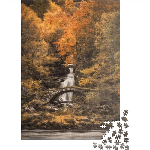 Kreatives quadratisches Holzpuzzle mit schottischem Wasserfall, 1000 Teile für Erwachsene, Lernspiel, Herausforderung, Spielzeug, 1000 Teile (38 x 26 cm) von QASEYIPV