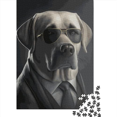 Kreatives quadratisches Puzzle, 1000 Teile, Mafia Labrador für Erwachsene, Anti-Stress-Spiele und einzigartige Weihnachtsgeschenke, 1000 Teile (38 x 26 cm) von QASEYIPV