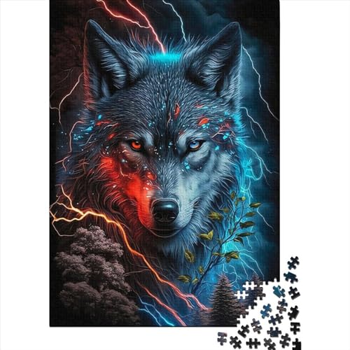 Kreatives quadratisches Puzzle, 1000 Teile, Rotaugenwolf, für Erwachsene, Holzpuzzle, Lernspielzeug, 1000 Teile (38 x 26 cm) von QASEYIPV