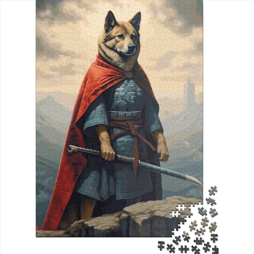 Kreatives quadratisches Puzzle, 1000 Teile, englische Bulldogge, Samurai, für Erwachsene, Holzpuzzle, Lernspielzeug, 1000 Teile (38 x 26 cm) von QASEYIPV