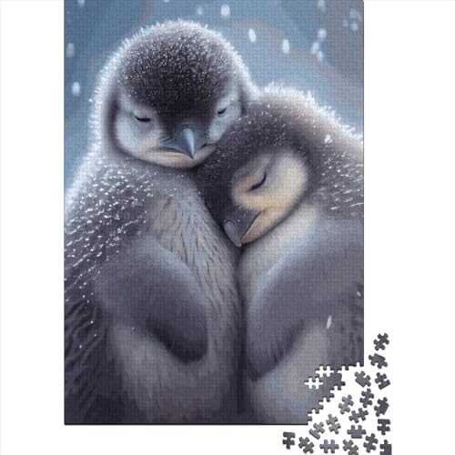 Kreatives quadratisches Puzzle, 1000 Teile, umarmter Pinguin, für Erwachsene, Holzpuzzle, herausforderndes Spiel, 1000 Teile (38 x 26 cm) von QASEYIPV