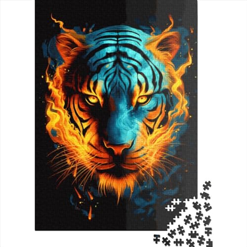 Kreatives quadratisches Tigerpuzzle, 1000 Teile, für Erwachsene, Holzpuzzle, Lernspiel für Erwachsene, 1000 Teile (75 x 50 cm) von QASEYIPV