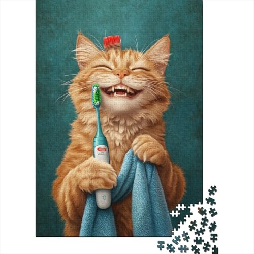 Künstlerisches Waschkatzen-Puzzle, hochwertiges rechteckiges Puzzle aus 100% recyceltem Kartonpapier für Jungen oder Mädchen, 1000 Teile (75 x 50 cm) von QASEYIPV