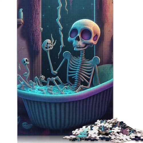 Künstliches Totenkopf-Holzpuzzle, 1000 Teile, für Erwachsene und Jugendliche ab 12 Jahren, 1000 Teile (75 x 50 cm). von QASEYIPV