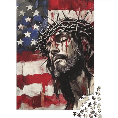 Kunst, christliches Jesus-Puzzle, Entspannungs-Herausforderung, Spielzeug, rechteckiges Papier-Puzzle für Jungen oder Mädchen, Vatertagsgeschenke, 1000 Teile (75 x 50 cm) von QASEYIPV