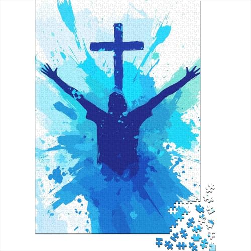 Kunst-Puzzle „Christliches Jesus“, schwierig, aus 100% recyceltem Karton, 1000 Teile (75 x 50 cm) von QASEYIPV