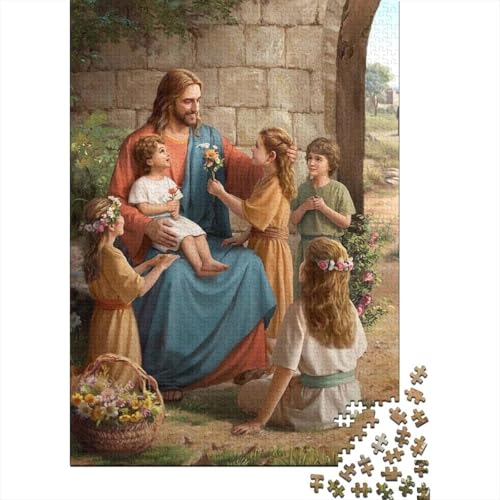 Kunst-Puzzle „Christliches Jesus“, schwierige Herausforderung, 100% recycelter Karton, Puzzle für Erwachsene, Teenager, 1000 Teile (75 x 50 cm) von QASEYIPV