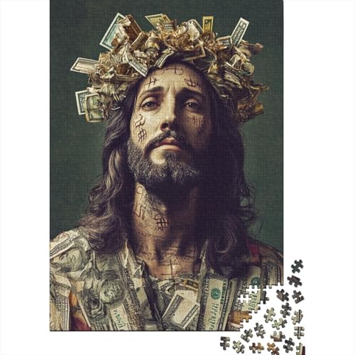 Kunst-Puzzle „Christliches Jesus“, schwierige Herausforderung, 100% recycelter Karton, Puzzle für Frauen und Männer, 1000 Teile (75 x 50 cm) von QASEYIPV
