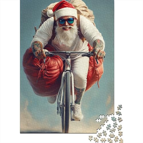 Kunst-Puzzle mit Weihnachtsmann-Motiv, schwierig, 100% recycelter Karton, Puzzle, 1000 Teile (75 x 50 cm) von QASEYIPV