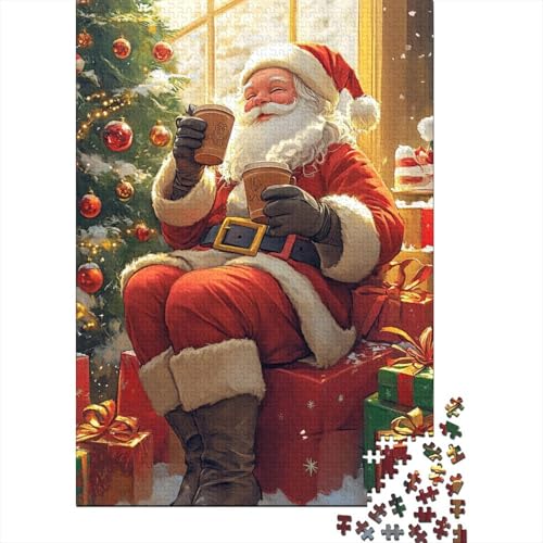 Kunst-Puzzle mit Weihnachtsmannmotiv, 100% recycelter Karton, 100% recycelter Karton, Puzzle für Jungen oder Mädchen, 1000 Teile (75 x 50 cm) von QASEYIPV