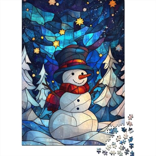 Kunstwerk Weihnachts-Schneemann-Puzzle, Dekompressionsspielzeug, rechteckiges Papier-Puzzle für Kinder und Erwachsene ab 12 Jahren, 1000 Teile (75 x 50 cm) von QASEYIPV