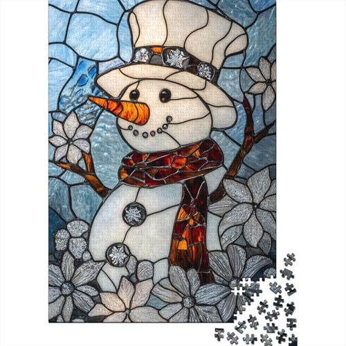 Kunstwerk Weihnachts-Schneemann-Puzzle, kreative Spiele, 100% recycelter Karton, Puzzle für Erwachsene, 1000 Teile (75 x 50 cm) von QASEYIPV