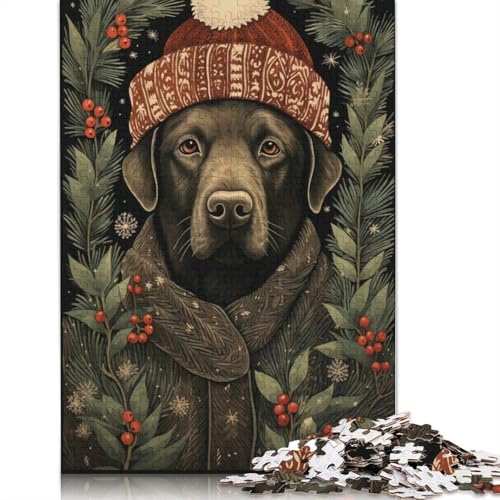 Labrador Retriever Weihnachtspuzzle, Premium-Puzzle aus 100% recyceltem Karton, 100% recycelter Pappe, Puzzle für Erwachsene, 1000 Teile (75 x 50 cm) von QASEYIPV