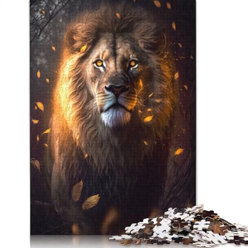 Leuchtender Löwe, 1000-teiliges Puzzle für Erwachsene, Familienspiel, Teenager, Puzzle 1000 Teile (75 x 50 cm) von QASEYIPV
