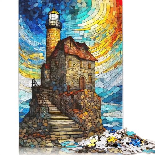 Leuchtturm auf Einer Klippe, Puzzle, Dekompressionsspielzeug, 100% recycelter Karton, Puzzle für Erwachsene und Teenager, Geschenke, 1000 Teile (75 x 50 cm) von QASEYIPV
