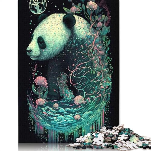Liebenswertes Panda-Puzzle, 100% recycelter Karton, 100% recycelter Karton, Puzzle für Jungen oder Mädchen, 1000 Teile (75 x 50 cm) von QASEYIPV