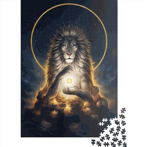 Lion Soulkeeper Kreatives Holzpuzzle, quadratisch, 1000 Teile, für Erwachsene, pädagogisches Spiel, Herausforderungsspielzeug, 1000 Teile (38 x 26 cm) von QASEYIPV