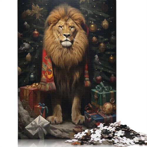 Löwe, süßes Weihnachtspuzzle, schwierige Herausforderung, 100% recycelter Karton, Puzzle für Erwachsene, Teenager, 1000 Teile (75 x 50 cm) von QASEYIPV