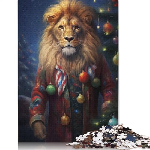Löwen-Weihnachtspuzzle, kreative Spiele, 100% recycelter Karton, Puzzle für Erwachsene, 1000 Teile (75 x 50 cm) von QASEYIPV
