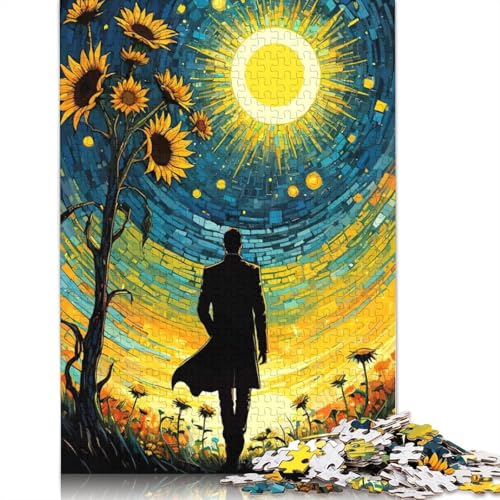 Mann geht auf die Sonne zu, Puzzle, Lernspiele, Familienaktivitäten, Premium-Karton-Puzzle für Frauen und Männer, 1000 Teile (75 x 50 cm) von QASEYIPV