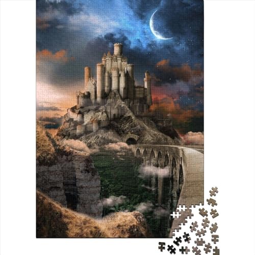 Mittelalterliches Schloss 1000 Teile Puzzle für Erwachsene und Jugendliche, Holzpuzzle für Familienspaß und Spielabende, 1000 Teile (75x50cm) von QASEYIPV
