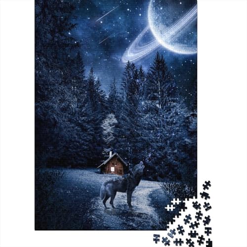 Mitternachtspuzzle, 1000 Teile für Erwachsene, Halloween-Geschenkpapier, Puzzle für Erwachsene, 1000 Teile (38 x 26 cm) von QASEYIPV