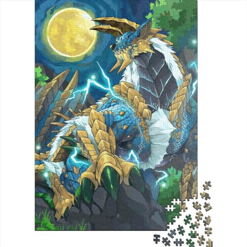 Monster Fight quadratisches Puzzle, 1000 Teile, für Erwachsene, Holzpuzzle, Lernspielzeug, Familienspiele, 1000 Teile (38 x 26 cm) von QASEYIPV