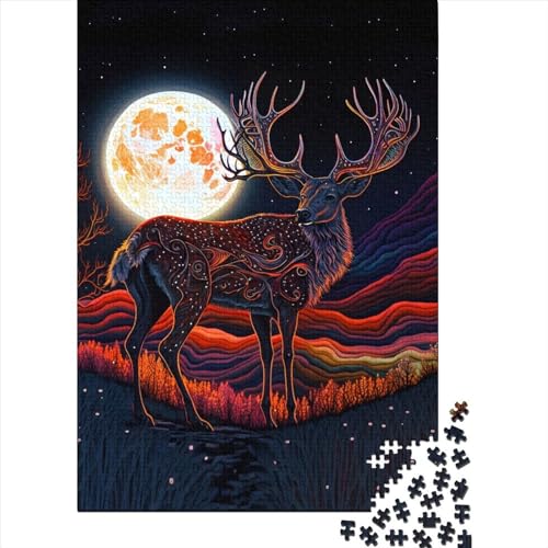Moonligt Hirsch aus Papier, 1000 Teile, für Erwachsene, pädagogisches Spiel, Herausforderungsspielzeug, 1000 Teile (38 x 26 cm) von QASEYIPV