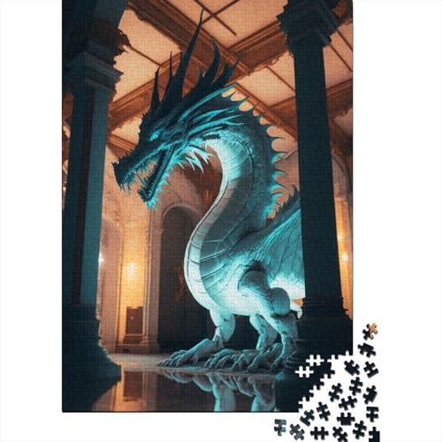 Mutiger Drache 1000 Teile Puzzle für Erwachsene und Jugendliche, Papierpuzzle, Lernspiel, Herausforderung, Spielzeug, Geburtstagsgeschenke, 1000 Teile (38 x 26 cm) von QASEYIPV