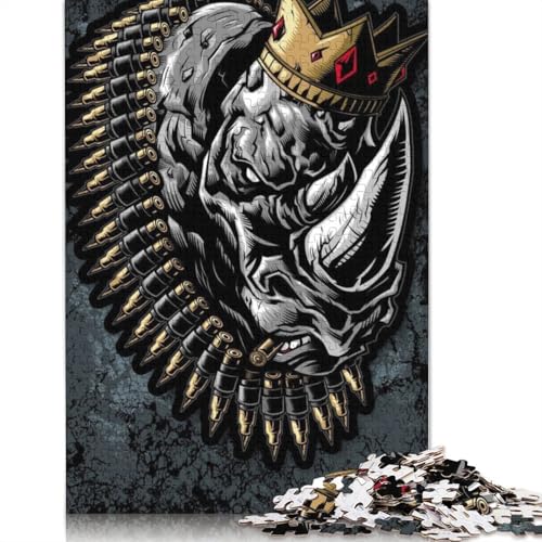 Nashorn-Holzpuzzle 1000 Teile für Erwachsene, Lernspielzeug, Geschenk für Heiligabend, 1000 Teile (75 x 50 cm) von QASEYIPV