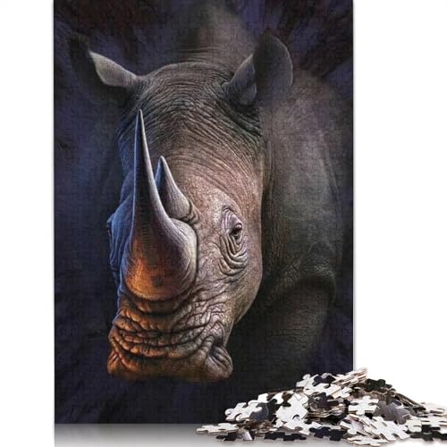 Nashorn-Holzpuzzle 1000 Teile für Erwachsene, Lernspielzeug, Geschenk für Heiligabend, 1000 Teile (75 x 50 cm) von QASEYIPV
