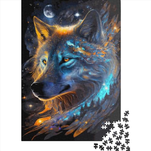 Nebula Wolf Quadratisches Puzzle 1000 Teile für Erwachsene und Holzpuzzle, Lernspiel, Herausforderung Spielzeug 1000 Teile (38 x 26 cm) von QASEYIPV