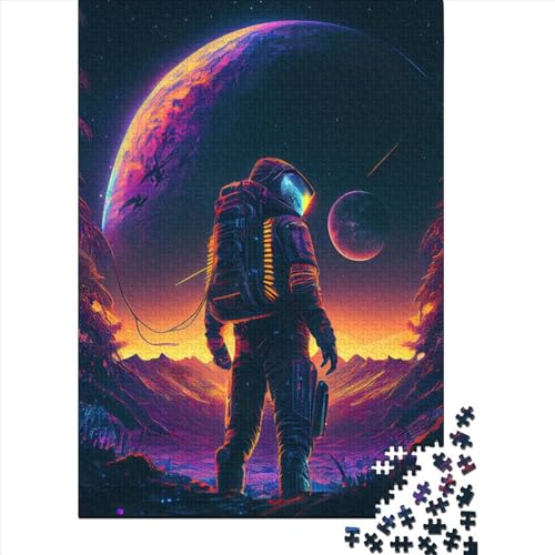 Neon Astronaut Puzzle 1000 Teile für Erwachsene, Halloween-Geschenk, Puzzle für Erwachsene und Jugendliche ab 12 Jahren, 1000 Teile (38x26cm)< von QASEYIPV