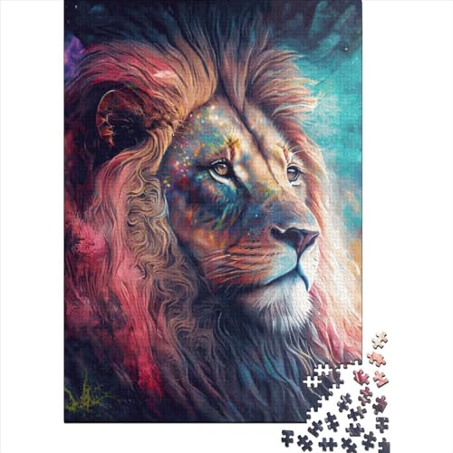 Neon-Löwen-Puzzle, 1000 Teile, für Erwachsene, Holzpuzzle, Lernspiel, 1000 Teile (38 x 26 cm) von QASEYIPV