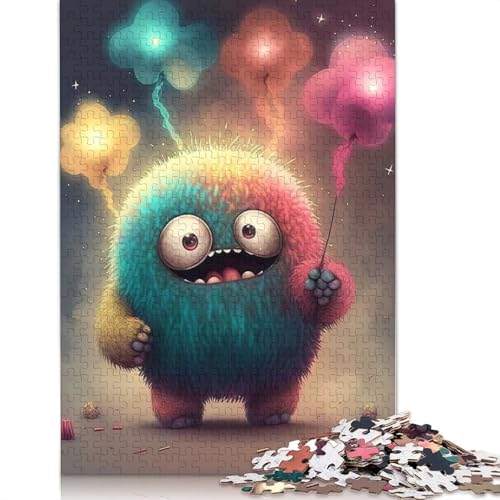 Niedliche Monster Puzzle 1000 Teile für Erwachsene, Halloween-Geschenk, Holzpuzzle für Erwachsene und Jugendliche, 1000 Teile Lernpuzzle (75x50cm) von QASEYIPV